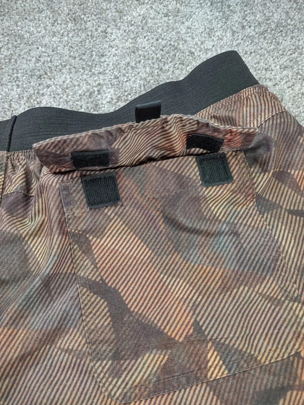 PrAna Shorts Men XL Brown Camo Hybrid Swim Boardshorts Elastic Waist Breathe